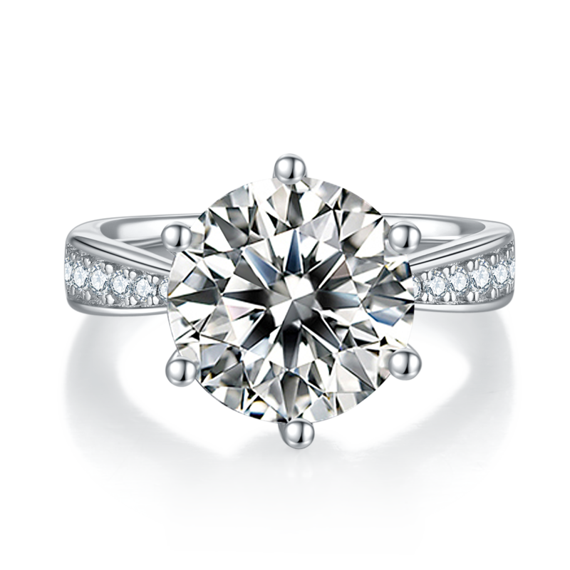 微镶灵动S925银镀白金MoissaniteWomen's Ring5.0ctD级